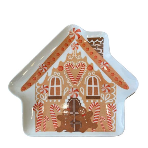 Cupcakes & Cashmere GINGERBREAD HOUSE Melamine Snack Plates Set of 4 New - Picture 2 of 10
